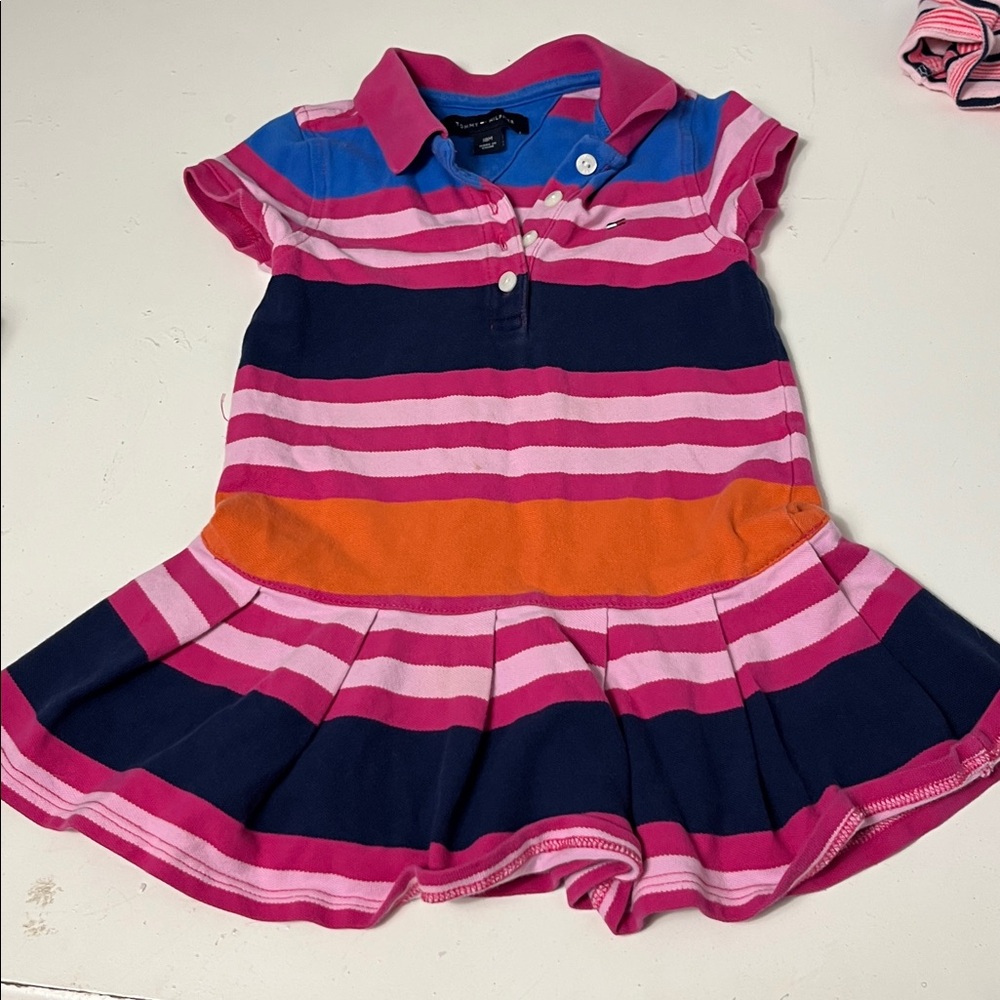 Set of 2 Tommy Hilfiger 18M Striped Pink Short Sleeve Collared Dresses - Picture 4 of 6